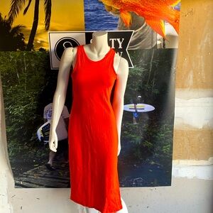 Orange, tangerine hundred percent cotton maxi dress open back